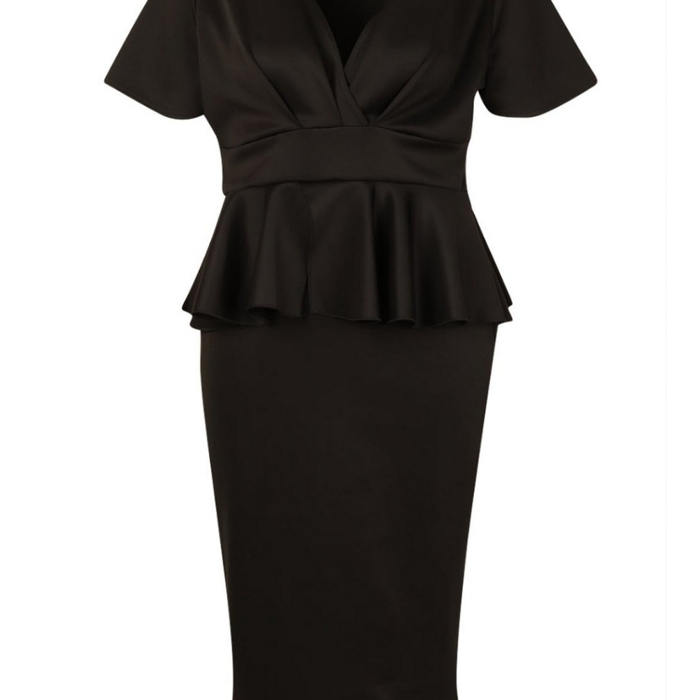 Plus Wrap Front Peplum Midi Dress
